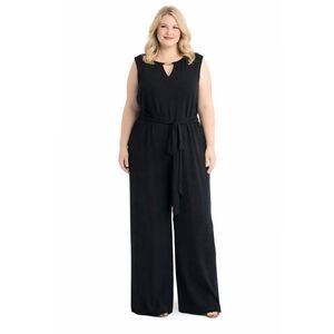 Elegant Black Sleeveless Jumpsuit with Jewel Accent Sz.20